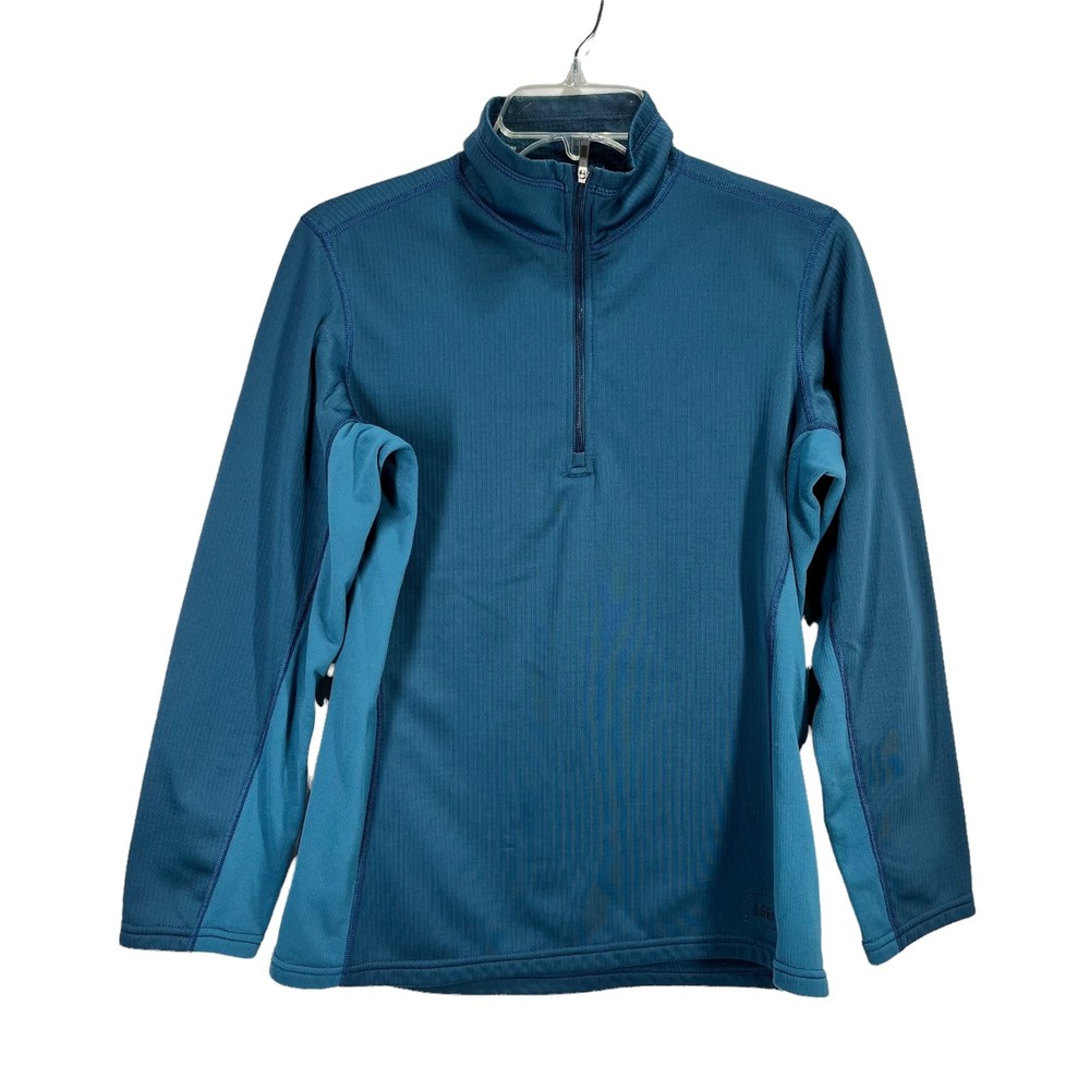 REI Womens Athletic Jacket Size M Blue Teal 1/4 Zip Pullover Sweatshirt Hiking